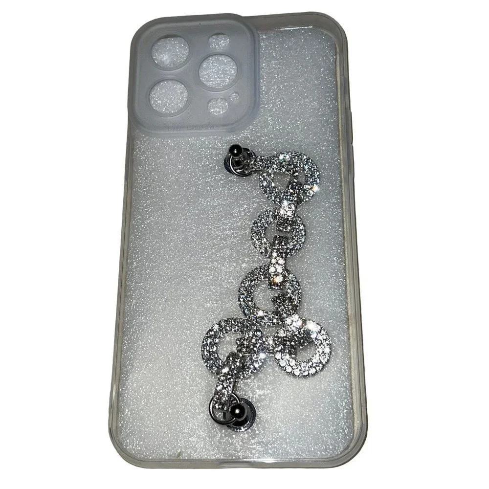 Luxury Clear Diamond Chain Wristband Antifall Soft Case IPhone 14 MaxPro